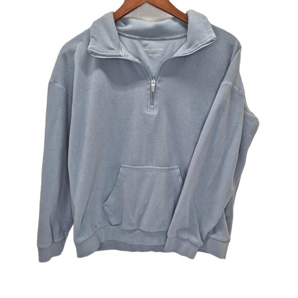 Marc New York Women's Zip Front Sweatshirt – Size Medium – Blue Ribbed Knit - Picture 1 of 8